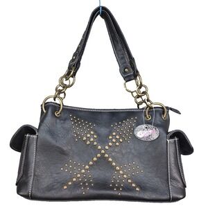 NEW Blazin Roxx Women's Concealed Carry Purse Black Tooled Leather W Brass Studs